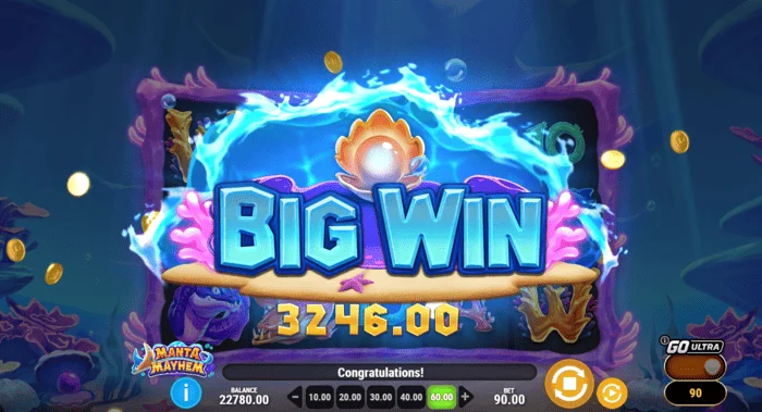 Manta Mayhem - grande vitória em Free Spins com multiplicador x10